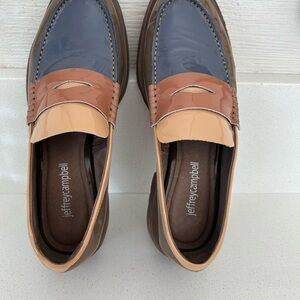 Jeffrey Campbell Navy and Camel Loafers